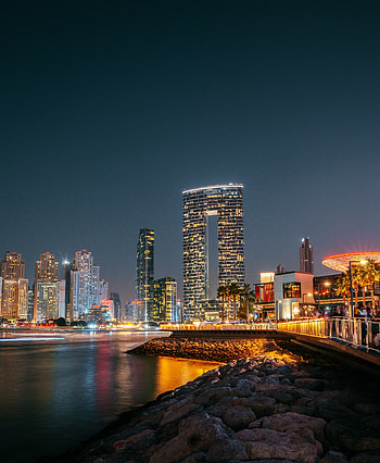 Two Tower, cityscape, night, Dubai HD phone wallpaper