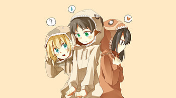 Cosplaying as titans, chibi, cosplaying, anime, cute, titans HD wallpaper