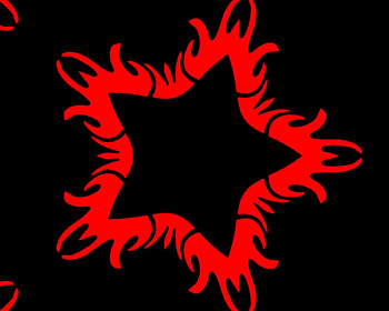 red flammy star, star, flammy, black, abstract, red, flame, labrano, gizzzi HD wallpaper