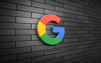 Google 3D logo, , gray brickwall, creative, brands, Google logo, 3D art, Google HD wallpaper