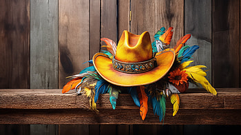 Vibrant Cowboy Hat - Western Style Background, cowboy hat, feather, Rustic, colorful HD wallpaper