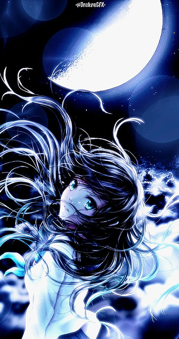 Anime Girl, DrakenGFX, aesthetic, AnimeGirl, animeedit, anime, moon, waifu, manga, waifus HD phone wallpaper