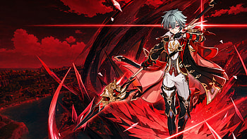Lohen - Crimson Oath | Lohen - Red Vortex | Lohen - Scarlet Edge, Lohen (Genshin Impact), Spear, Cape, Armor HD wallpaper