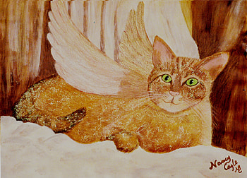 Angel Cat, animal, abstract, 3d, fantasy, art, other, cat, angel HD wallpaper