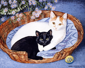 Two Kittens, cats, kitten, paint, animals HD wallpaper