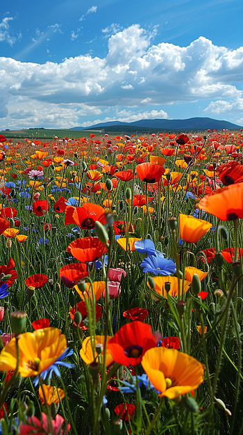 Sunny Blooms Field - Vibrant Flower, flower, field HD phone wallpaper