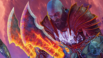 God of War Ragnarök Kratos - Fiery Blades Theme, video game, God of War, God of War: Ragnarök, Kratos (God Of War), Blades of chaos HD wallpaper