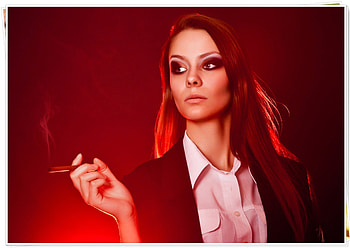 Red, smoking, model, woman HD wallpaper