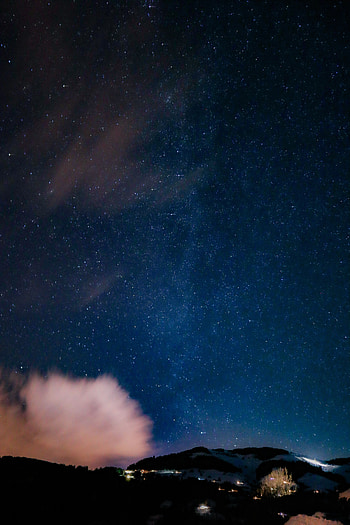 Landscape, Mountains, Night, Dark, Starry Sky HD phone wallpaper