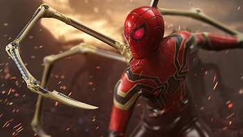 Iron Spider Red Eyes , spiderman, superheroes, artist, artwork, digital-art HD wallpaper