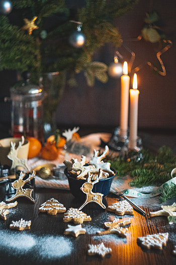 Holidays, New Year, Candles, Cookies, Christmas, Holiday HD phone wallpaper