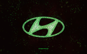 Hyundai glitter logo, , black background, Hyundai logo, green glitter art, Hyundai, creative art, Hyundai green glitter logo HD wallpaper