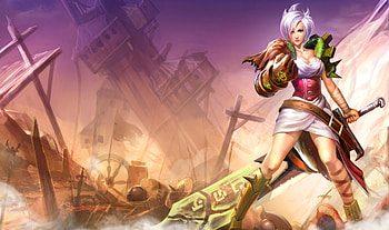 Riven, games, sword, girl, lone, white hair, weapon, league of legends, video games, female HD wallpaper