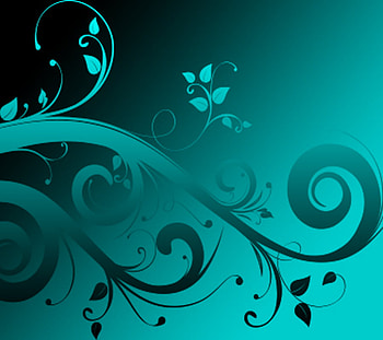 Abstract, black, floral, aquamarine, pattern HD wallpaper
