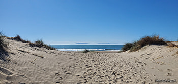 Pathway to the Beach, Dune, Islands, Sand, Ocean, Mist, Mandalay, Beach, Sky HD wallpaper