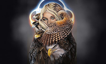 Eagle Women, Women, feathers, narive indian, digital art, eagles HD wallpaper