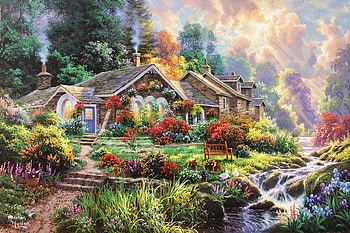 fairytale, natur, garden, mountains HD wallpaper