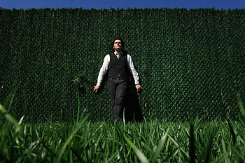 Gerard Way, Black vest, Greens grass wall HD wallpaper