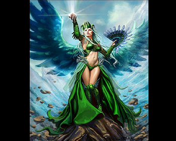 Green Angel, fantasy, light, green, angel, fan HD wallpaper