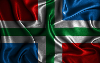 Groningen flag, , silk wavy flags, dutch provinces, Day of Groningen, fabric flags, Flag of Groningen, 3D art, Groningen, Europe, Provinces of Netherlands, Groningen 3D flag, Netherlands HD wallpaper