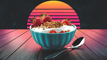 Vibrant Yogurt Delight - Ultra, yogurt, strawberry, cereal, bowl, retro HD wallpaper