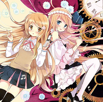 anime twin sister, cutie pie, blonde, sister, anime, twin, other, girlets, hair HD wallpaper
