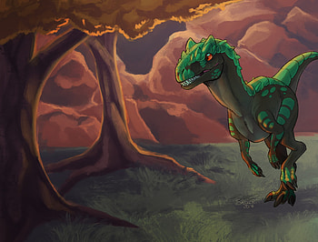 Allosaurus, ArtStation autumn, Botanical art, Nature-inspired masterpiece HD wallpaper