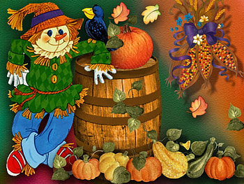 On the way to oz * By unknown artist, painting, art, pumpkin, autumn, fruit HD wallpaper