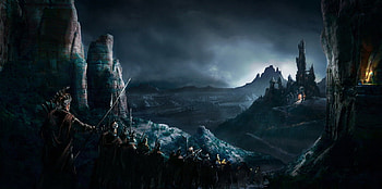 Ancient World, night, moonlight, castle, mountains, warriors HD wallpaper