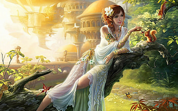 Forest fantasy, Animals, Enchantress, Forest, Fantasy HD wallpaper