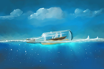 Boat In A Bottle, boat, bottle, artist, artwork, digital-art, deviantart HD wallpaper