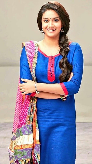 Keerthi Suresh, Blue Dress HD phone wallpaper