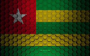 Togo flag, 3d hexagons texture, Togo, 3d texture, Togo 3d flag, metal texture, flag of Togo HD wallpaper