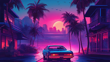 Ride To Pacific Blue, synthwave, artist, artwork, digital-art HD wallpaper