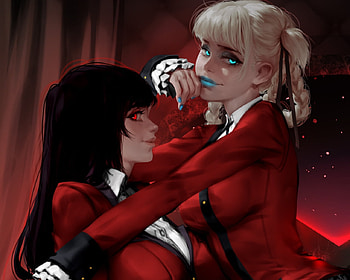 Kakegurui, ecchi, lewd, red eyes, gambling HD wallpaper