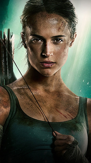 Tomb Raider 2018 movie, Alicia Vikander's captivating performance, Striking poster HD phone wallpaper