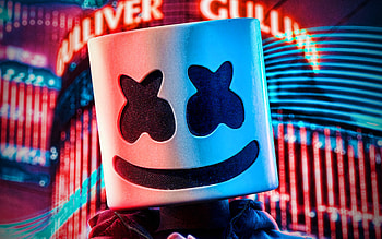 DJ Marshmello, night neon lights, Christopher Comstock, american DJ, superstars, music stars, Marshmello, DJs, Marshmello HD wallpaper