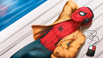 Spider Man Listening To Music, spiderman, superheroes, artwork, artist, digital-art, behance HD wallpaper