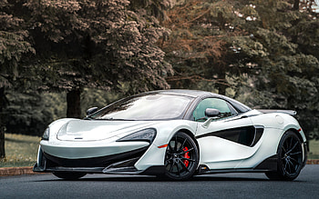 McLaren 600LT Spider, 2021, front view, exterior, white sports coupe, black wheels, white 600LT Spider, British supercars, McLaren HD wallpaper