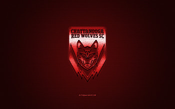 Chattanooga Red Wolves, American soccer club, red logo, red carbon fiber background, USL League One, soccer, Tennessee, USA, Chattanooga Red Wolves logo HD wallpaper