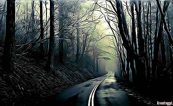 MISTY MOUNTAIN ROAD, FRACTAL, MOUNTAIN, MISTY, ABSTRACT HD wallpaper