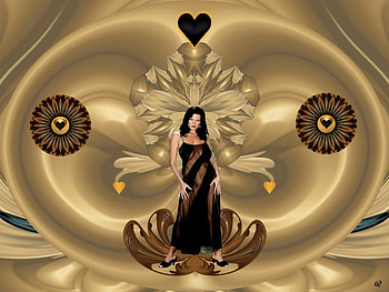 Gold and Black Desire, eye candy, abstract, 3d, fractal, collage HD wallpaper
