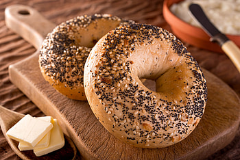 Bagels and butter, Simple pleasure, Creamy indulgence, Classic combination HD wallpaper
