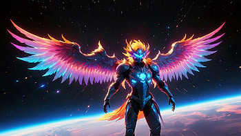 Futuristic Galactic Sentinel, angel, scifi, wings, artist, artwork, art, digital-art, deviantart HD wallpaper