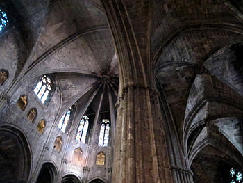 Cathedral Girona Spain, arches, architecture, window, graphy, ancient, cathedral HD wallpaper