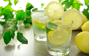 Lemonade , Lemon slices, Mint garnish, Quality high-resolution HD wallpaper