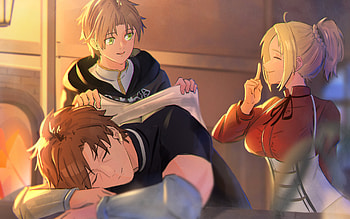 Rudeus, Paul, and Zenith, Anime, Mushoku Tensei: Jobless Reincarnation, Rudeus Greyrat, Paul Greyrat HD wallpaper