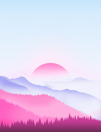 Trees, Sunset, Art, Sun, Vector HD phone wallpaper