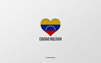 I Love Ciudad Bolivar, Colombian cities, Day of Ciudad Bolivar, gray background, Ciudad Bolivar, Colombia, Colombian flag heart, favorite cities, Love Ciudad Bolivar HD wallpaper