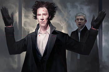Benedict Cumberbatch And Martin man Sherlock Artwork, sherlock, tv-shows, artist, digital-art, benedict-cumberbatch HD wallpaper